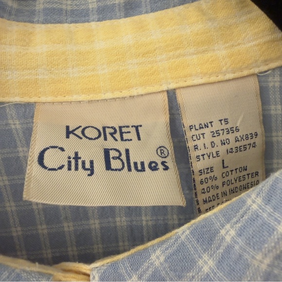 Vintage 90s City Blues By Koret Pastel Button Up Down Shirt Blouse Size Large - Picture 2 of 5